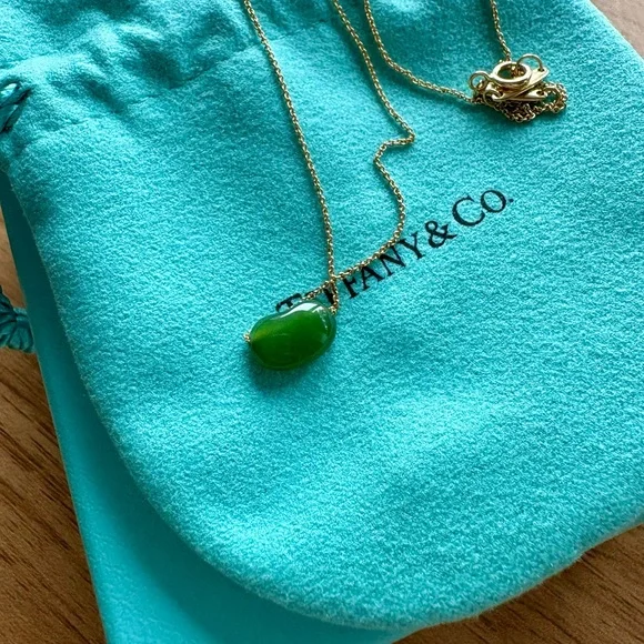 Tiffany & Co. Green and Gold Necklace with Heart Pendant